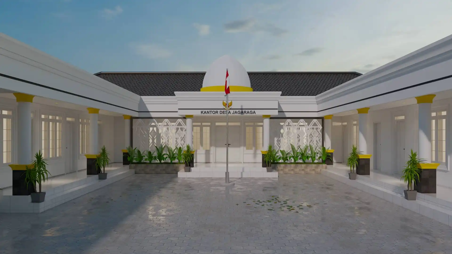 Interior kantor modern dengan pencahayaan alami